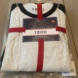 IZOD 2PC MENS KNIT PAJAMAS -XLARGE -OATMEAL/BLACK